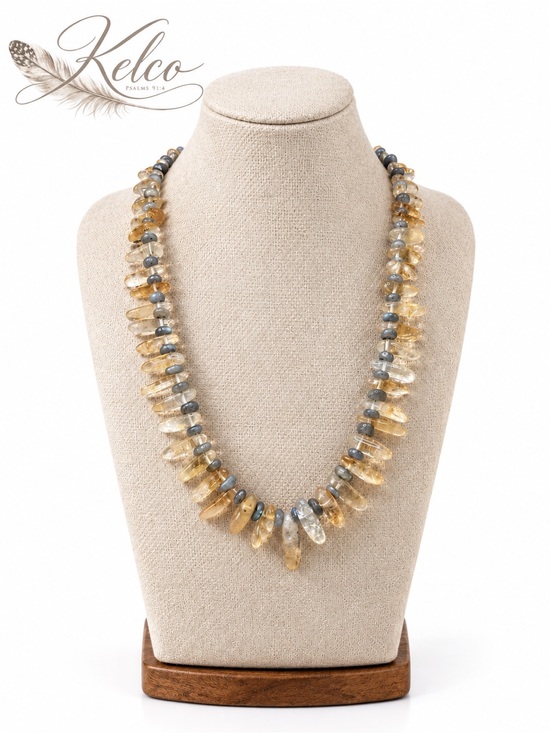 Kelco Jewelry - Citrine & Labradorite Gemstone Necklace 18’